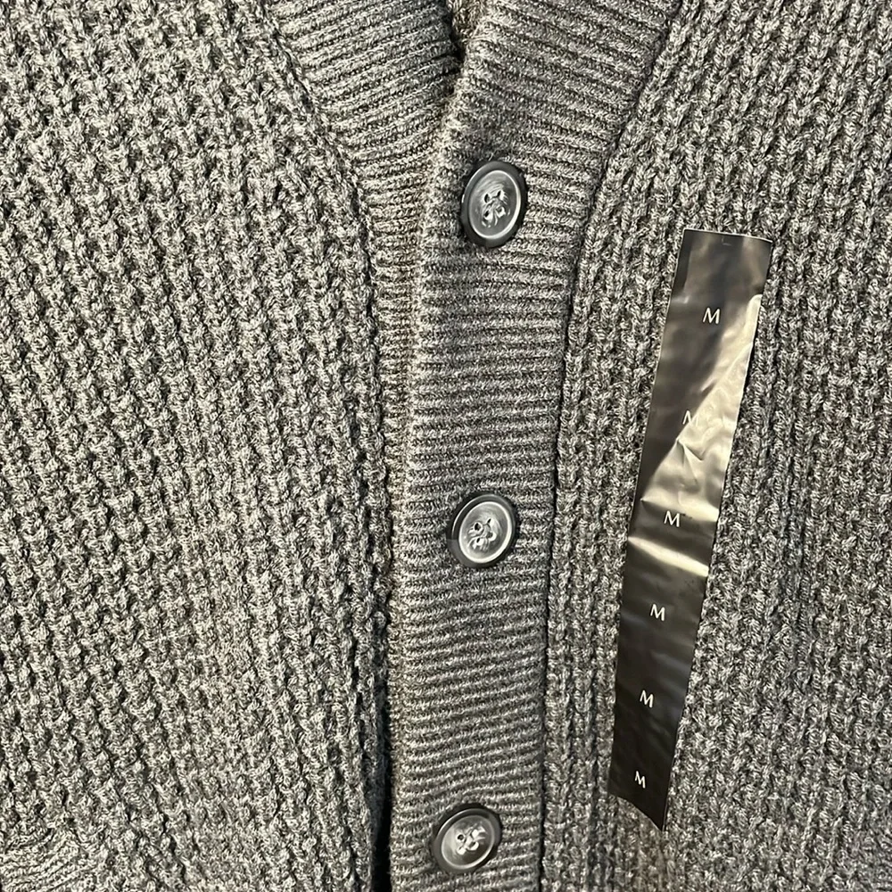 Banana Republic cardigan sweater med gray chunky knit tunic button cotton blend